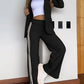 Outfit set for women: Casual blazer with lapel collar and wide-leg trousers