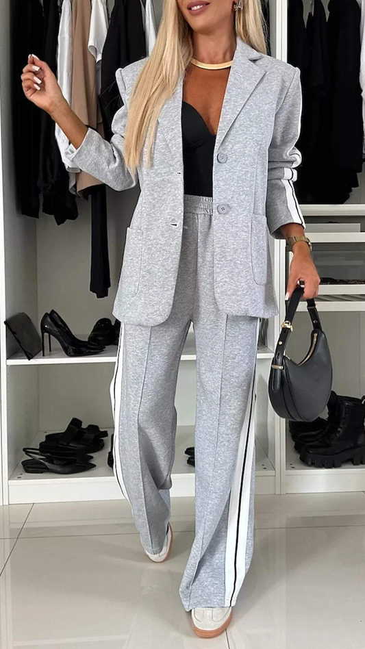 2 Piece Casual Set with Blazer and Joggers for Women